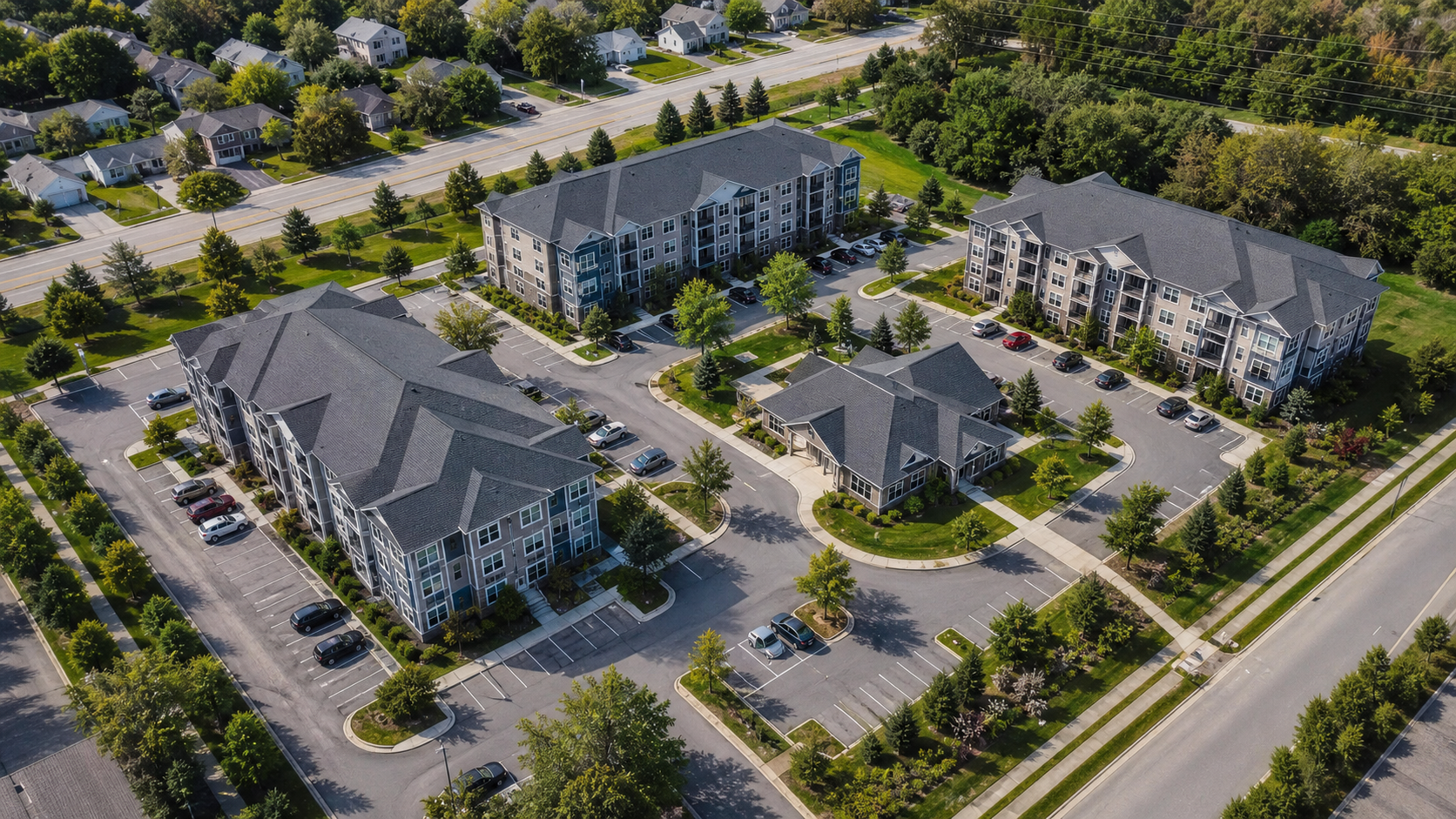 Residential condominium property with four buildings